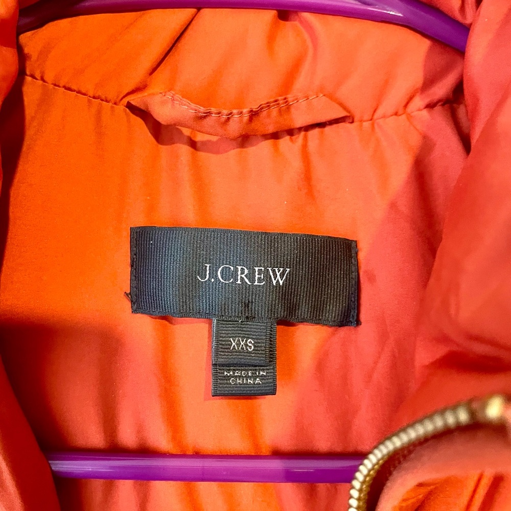 J. Crew Vest Womens XXS Rust Quilted Down Filled Puffer Preppy Full Zip Jacket - Picture 4 of 7
